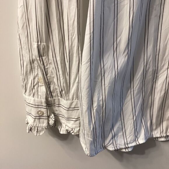 Max Mara Weekend White Striped Cotton Shirt Size 14 - Picture 8 of 15
